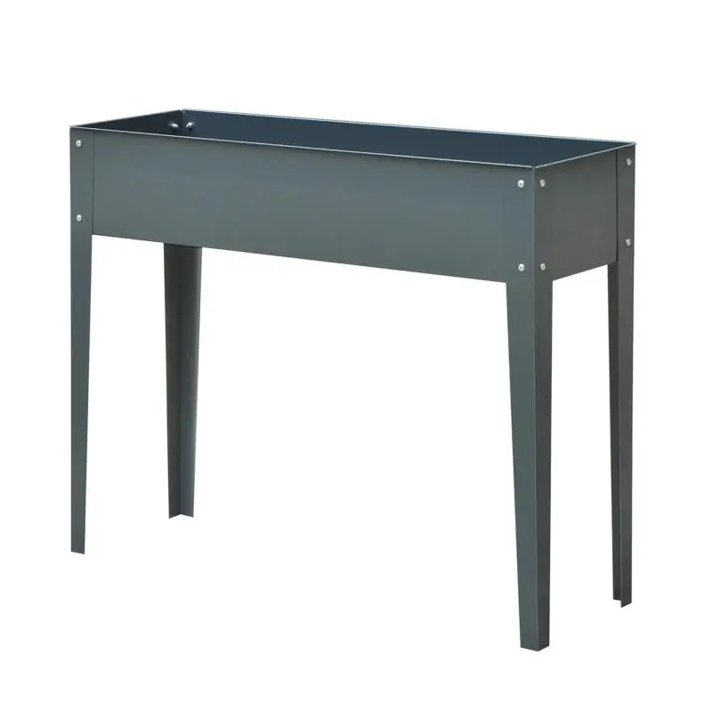 Raised Metal Outdoor Planter, 100 x 30 x 80 cm, Grey