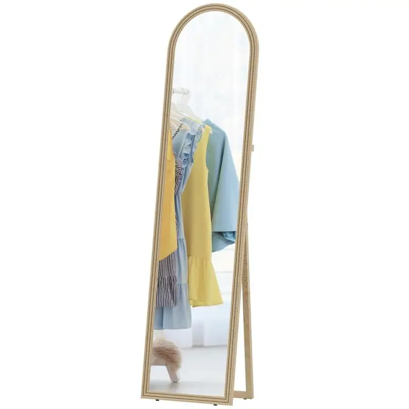 Arched Floor Mirror with Stone-Effect Frame, 40 × 160 cm
