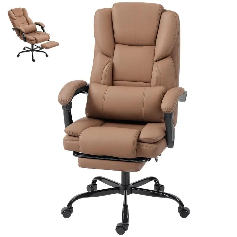 Faux Leather Reclining Office Chair with Footrest