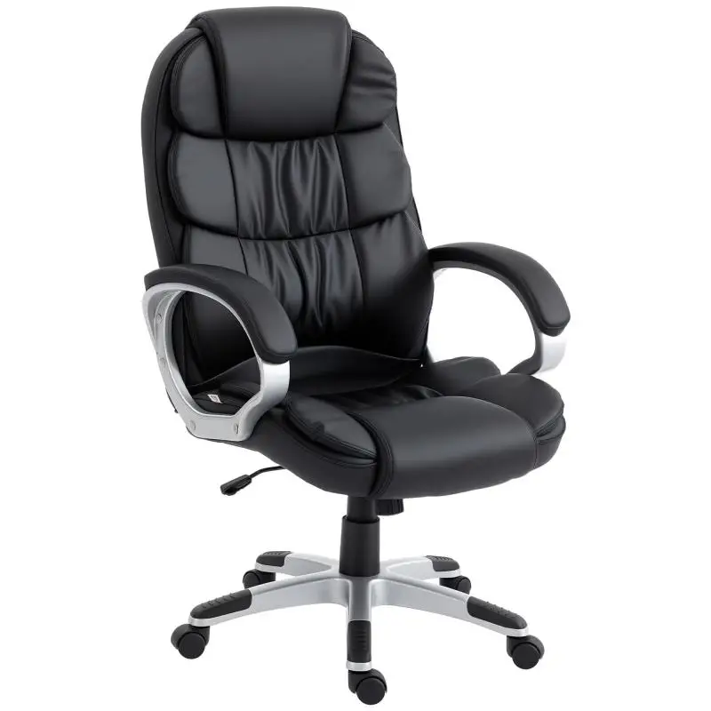 PU Leather Office Chair with Rocking Function, Black
