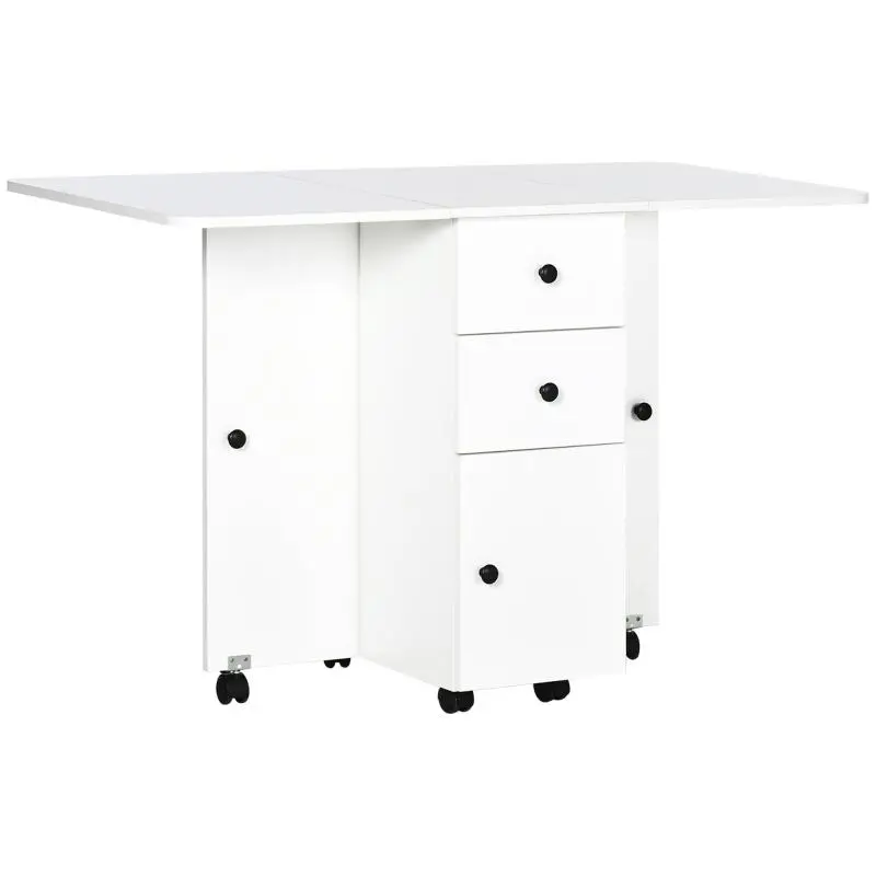 Folding Kitchen Table with 2 Drop-Leaf Tops