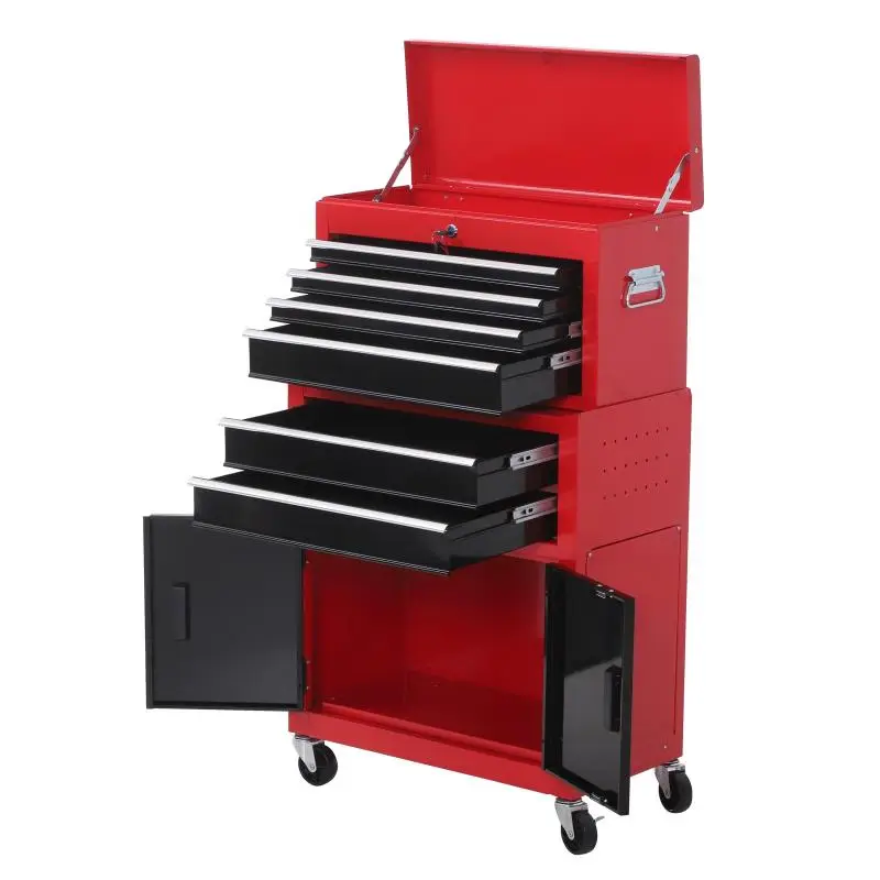 6-Drawer Tool Trolley with Top Chest, 61.6 x 33 x 108 cm
