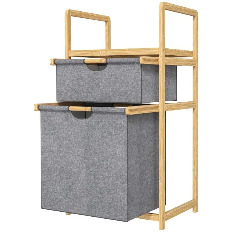Bamboo Laundry Hamper with 2 Removable Bags