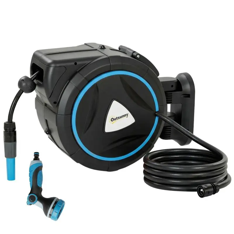 Automatic Wall-Mounted Hose Reel, 25 m, Blue