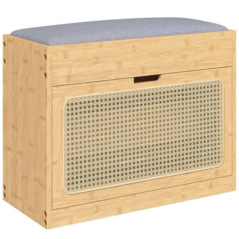 Entryway Shoe Bench with Padded Seat