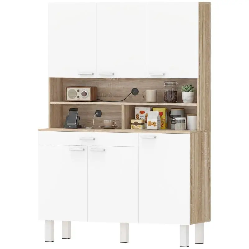 Tall Kitchen Cabinet with Drawer and Open Shelves
