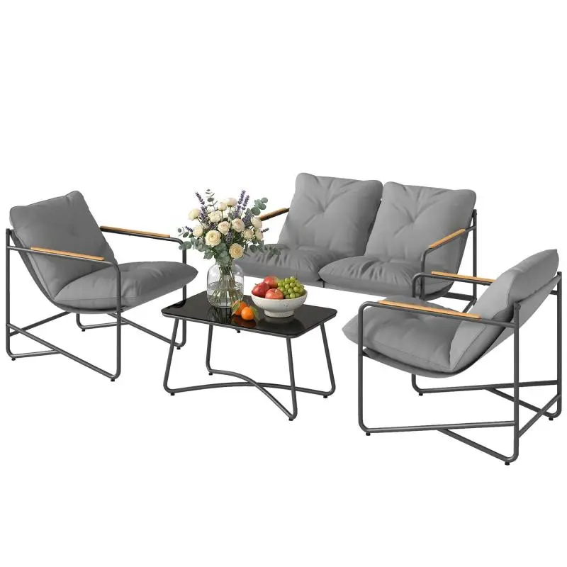 4-Piece Garden Furniture Set with 13 cm Cushions