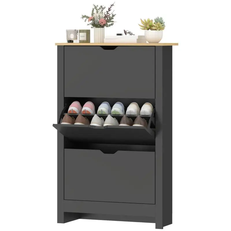 Shoe Cabinet with 3 Drop-Down Doors