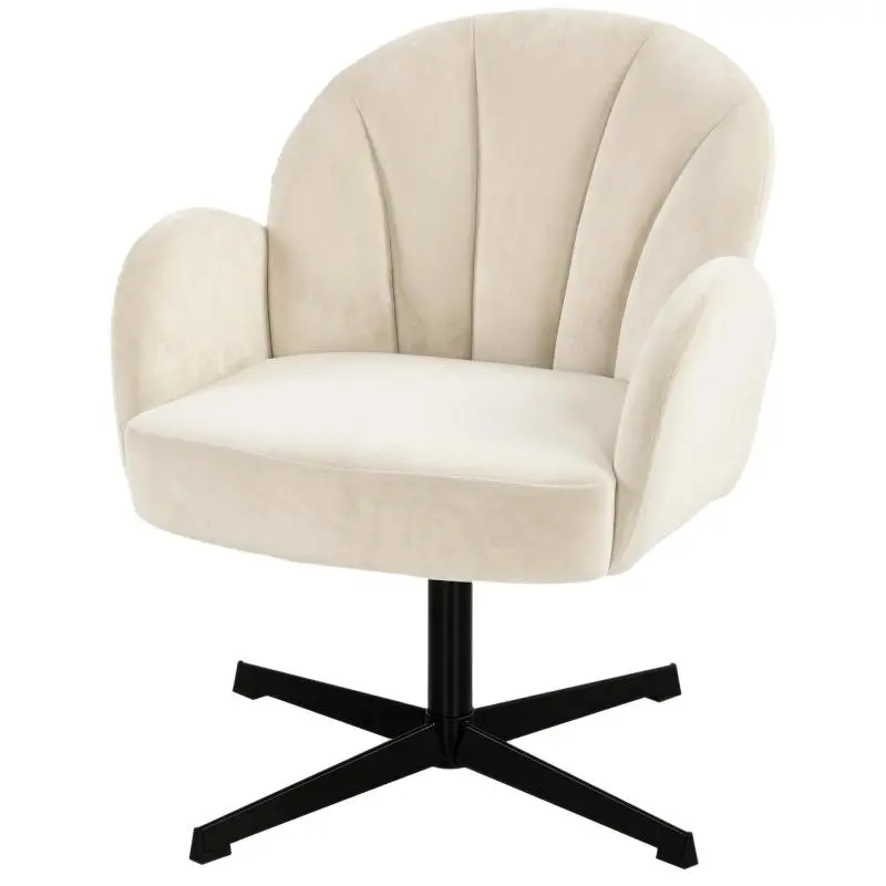 Swivel Velvet Armchair with Shell Backrest
