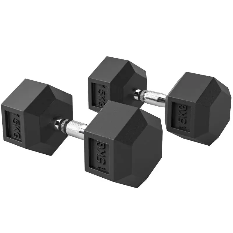 Set of 2 Hexagonal Dumbbells, 15 kg