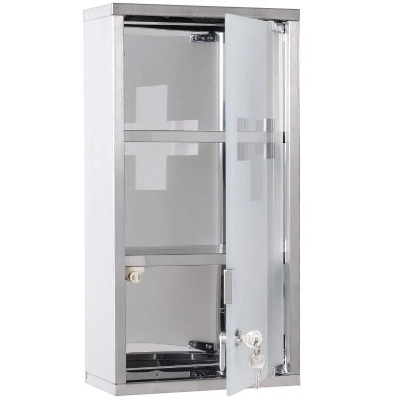 Lockable Medicine Cabinet with 2 Shelves