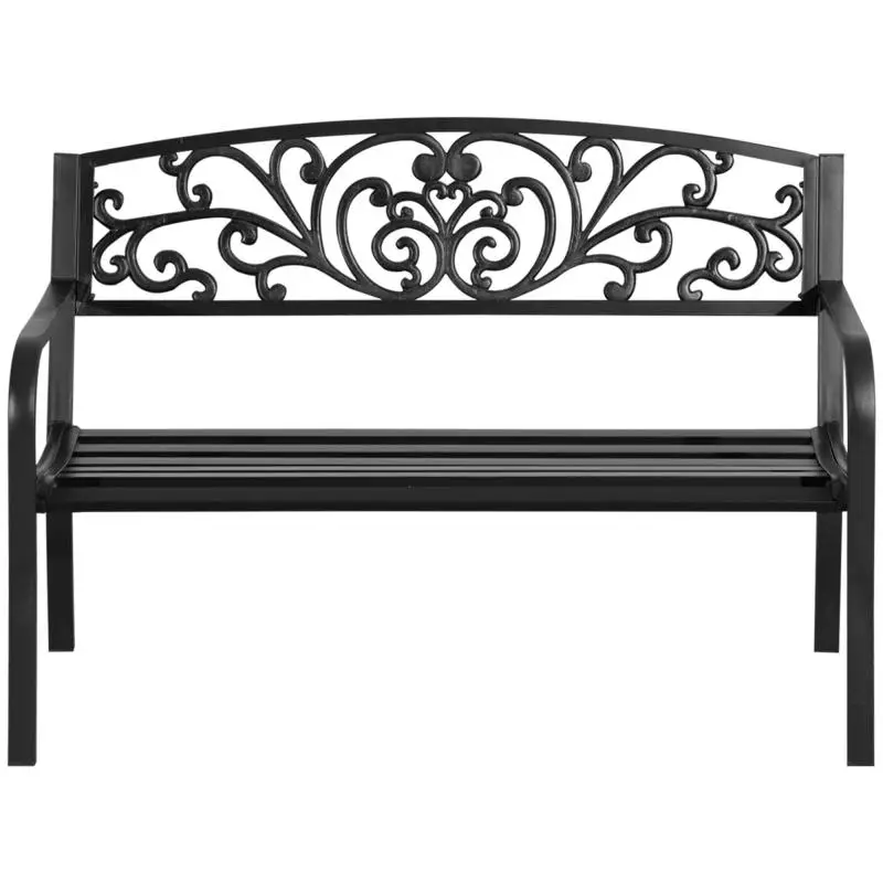 2-Seater Garden Bench, Black