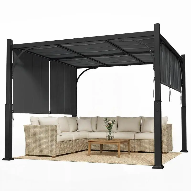 Garden Pergola with Retractable Canopy, 3 x 3 m