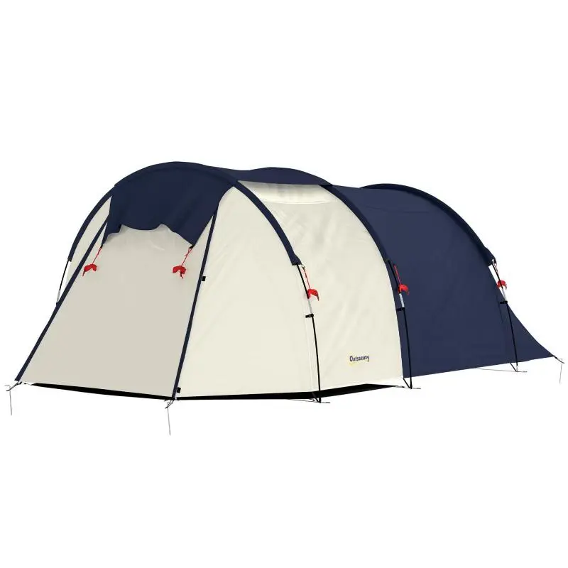 4-Person Tunnel Tent with Living and Sleeping Areas