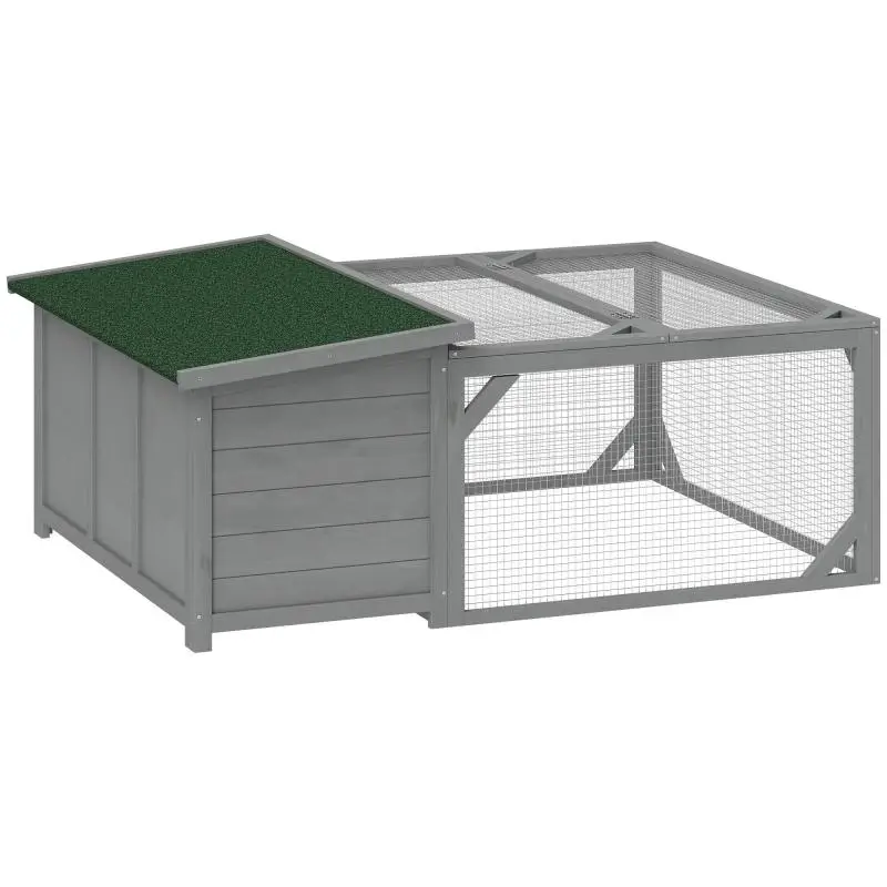 Wooden Rabbit Hutch with Run, 125.5 cm