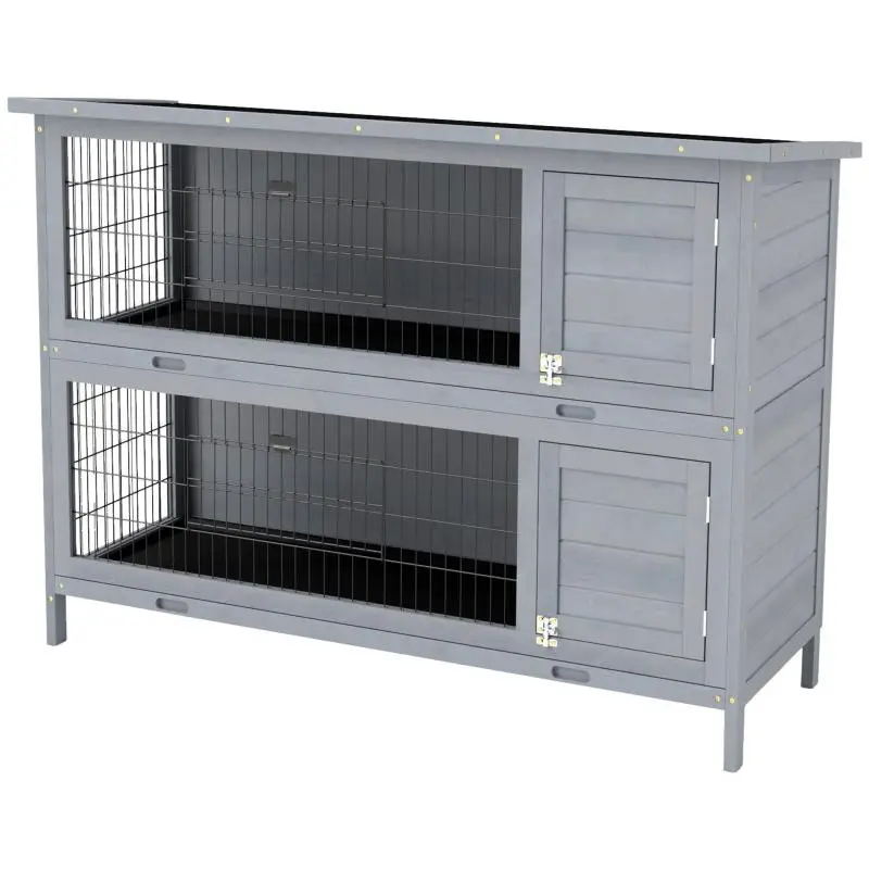 2-Tier Rabbit Hutch, 136.4 cm, Grey