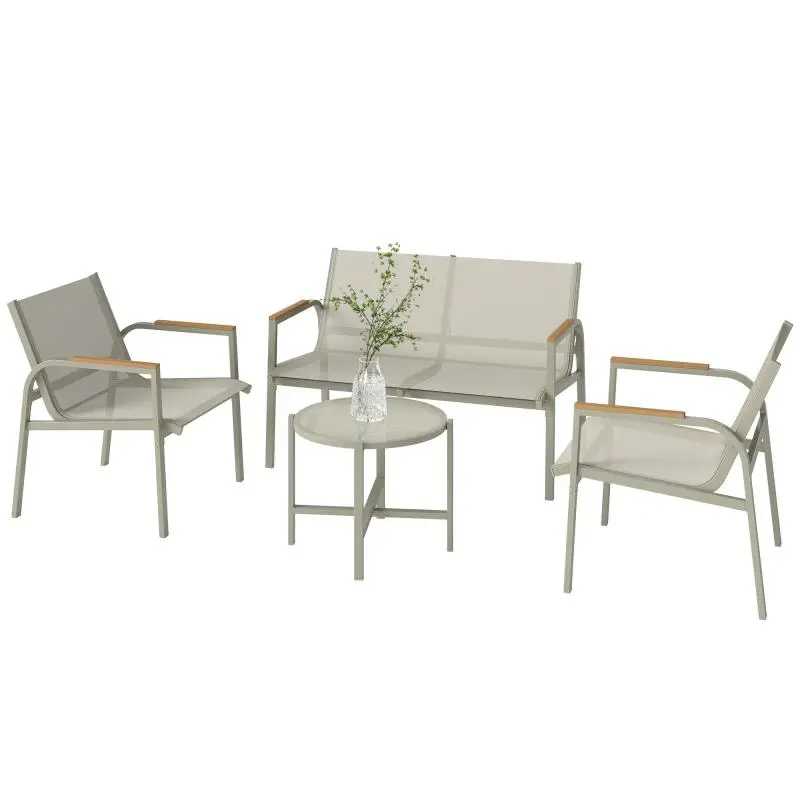 4-Piece Metal Garden Furniture Set, Green