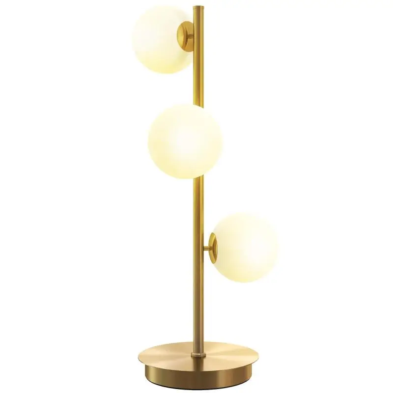 Table Lamp with 3 Spherical Shades, Brass