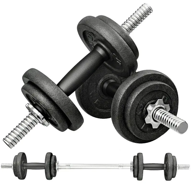 Adjustable Dumbbell and Barbell Set, 20 kg, Grey