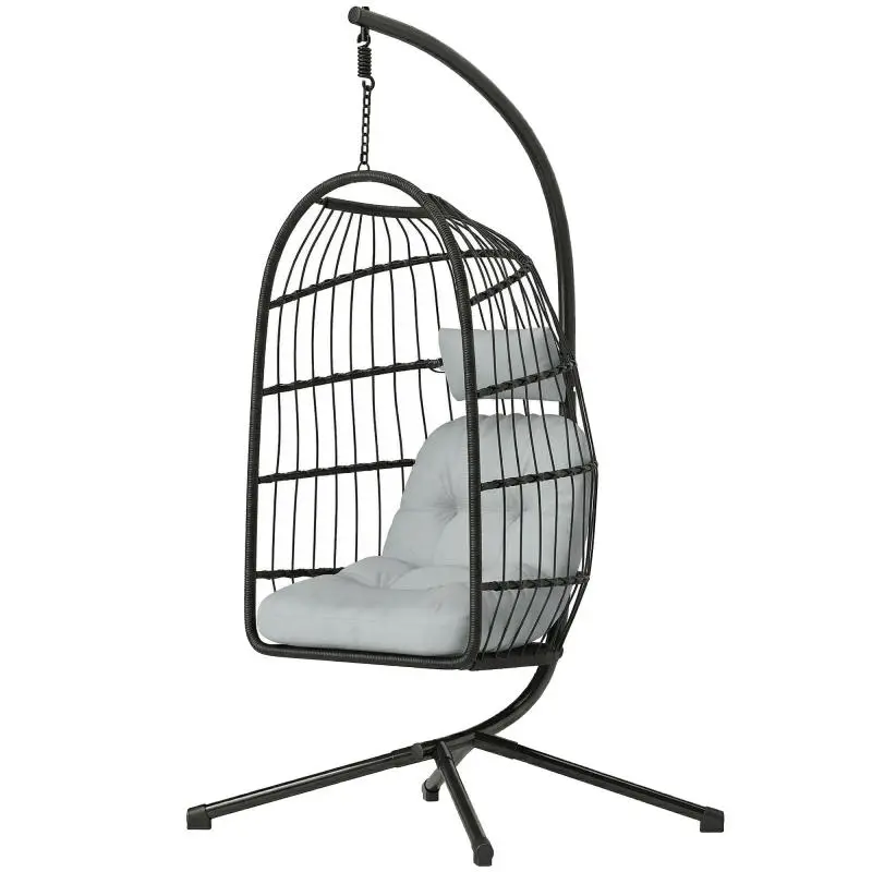 Hanging Chair with Frame, Light Grey