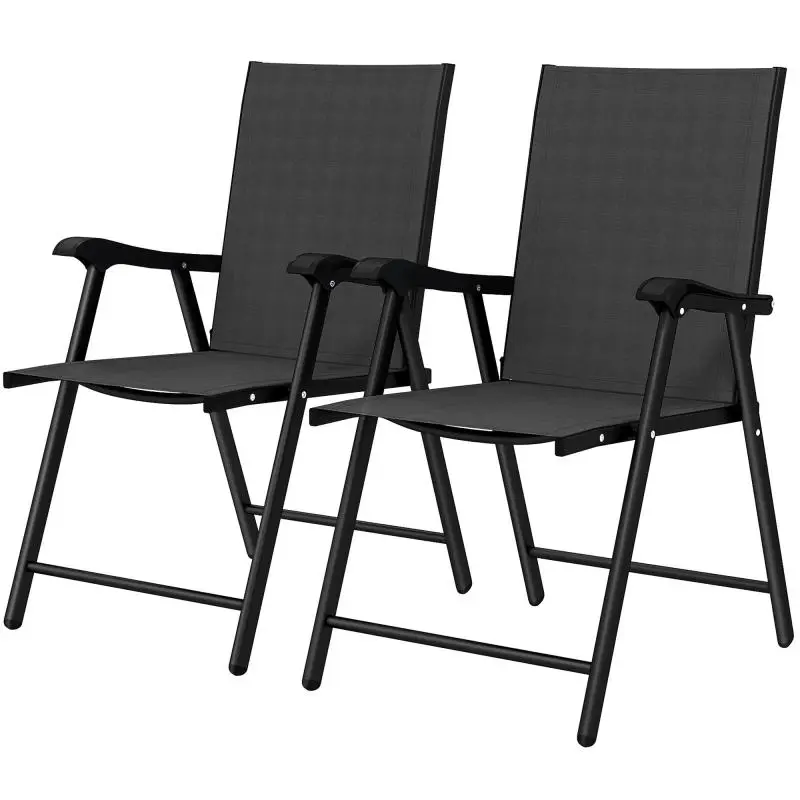 Set of 2 Folding Garden Chairs in Black