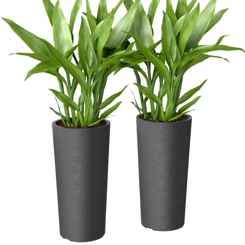 Set of 2 Stackable Round Planters, 35 cm, Dark Grey