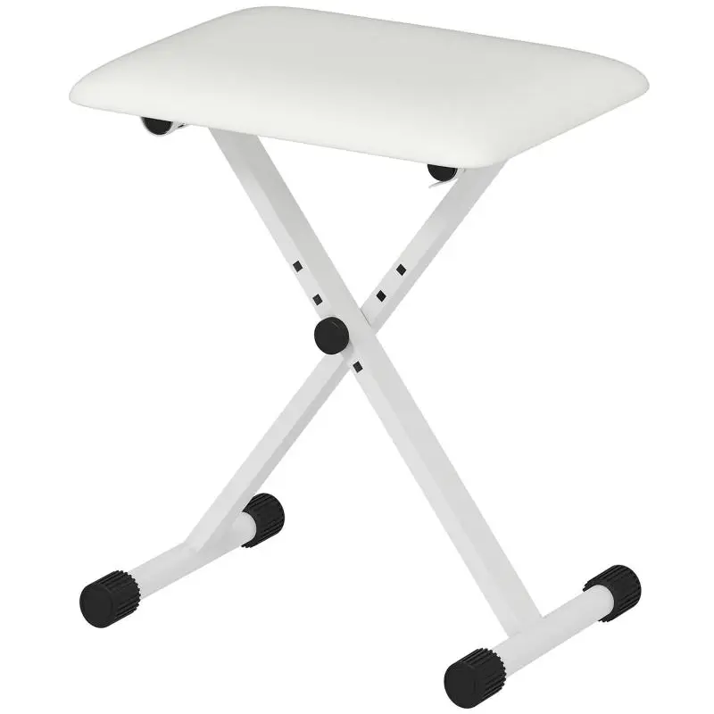 Height-Adjustable Foldable Piano Bench, White