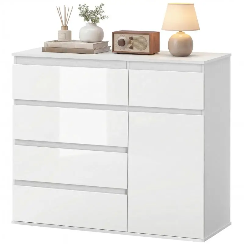 Sideboard with 5 Drawers, Adjustable Shelf