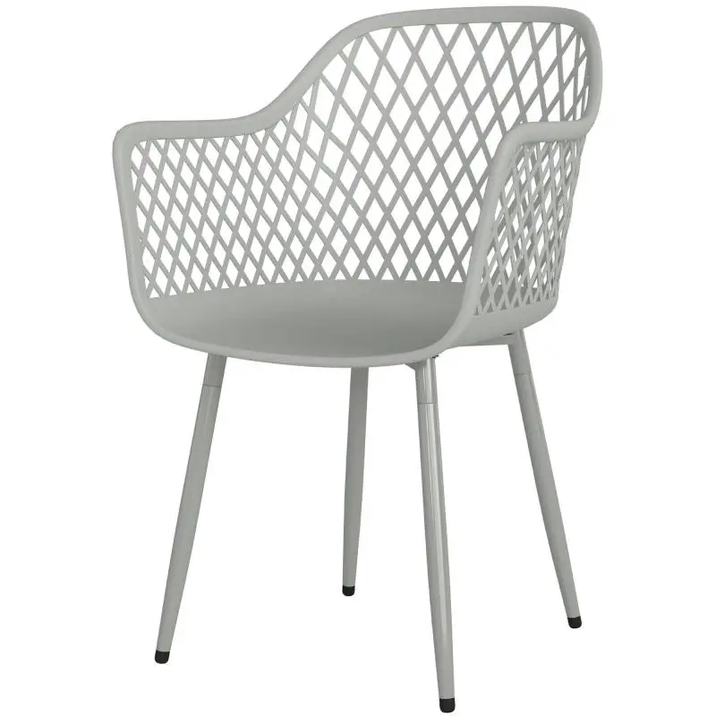 Set of 4 Grey Garden Chairs with Armrests