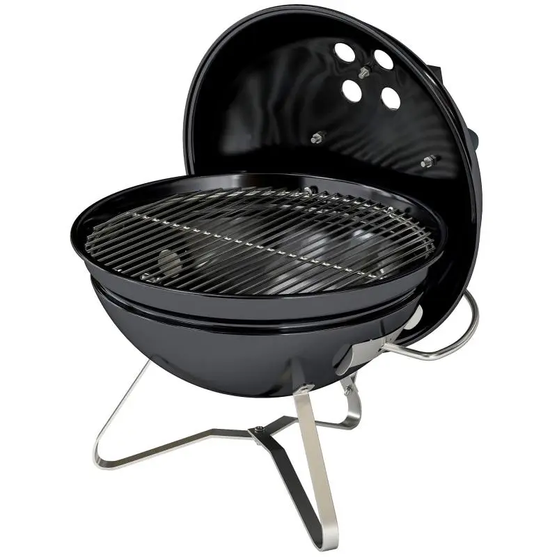 Portable Charcoal Kettle Grill with Lid, Handle, and Adjustable Vents for Barbecue – 41 x 41 x 44 cm, Black
