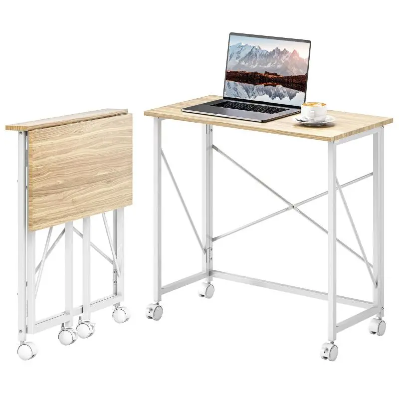 Folding Desk, 80 x 40 cm, Natural Wood