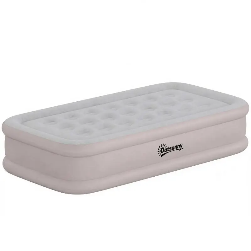 Foldable Single Inflatable Mattress with Pump, Khaki