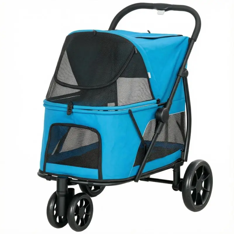 Foldable Three-Wheel Pet Stroller, 20 kg, Blue
