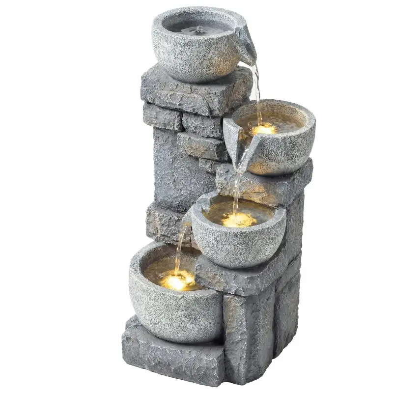 Garden Fountain with LED Lighting