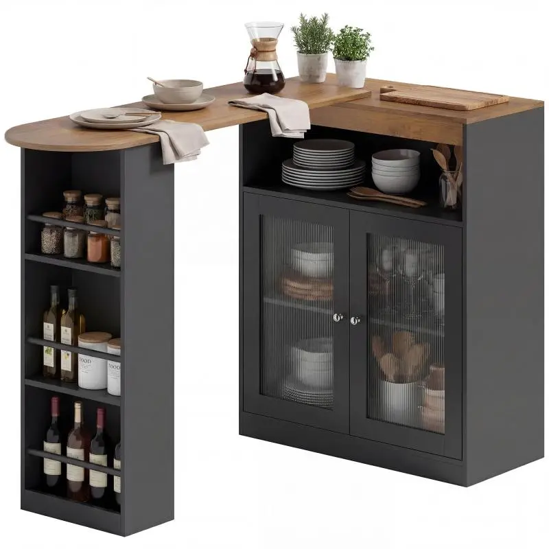 Extendable Bar Table with Storage, 150 x 80 cm