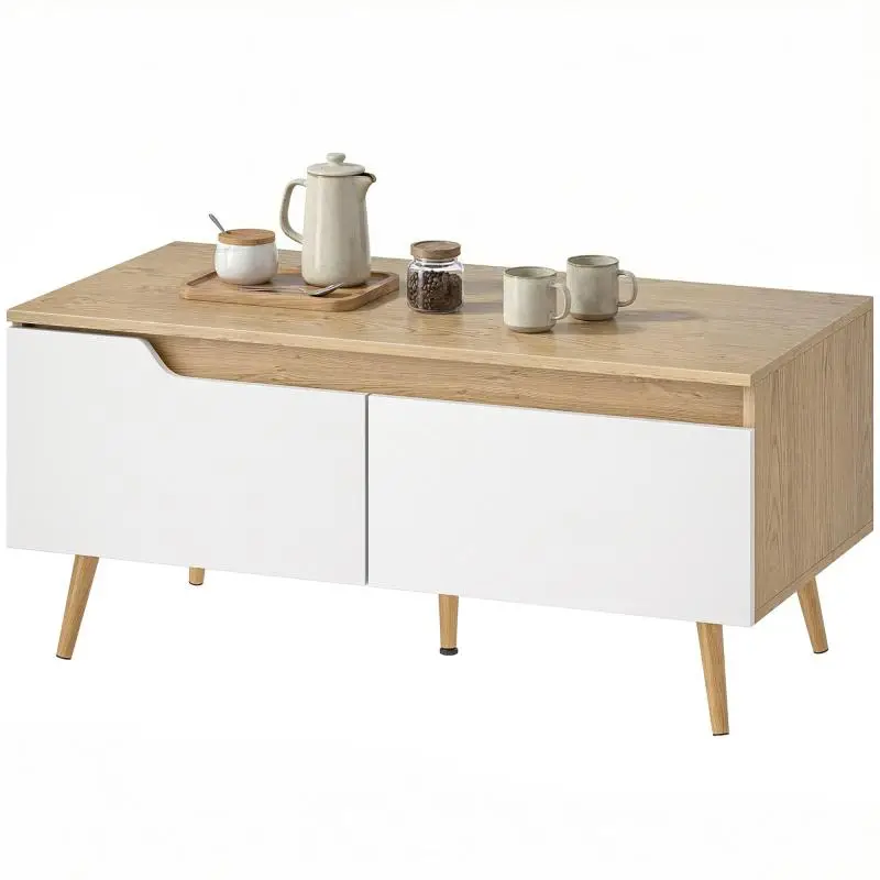 Coffee Table with 2 Drawers, 100 x 50 cm, Oak