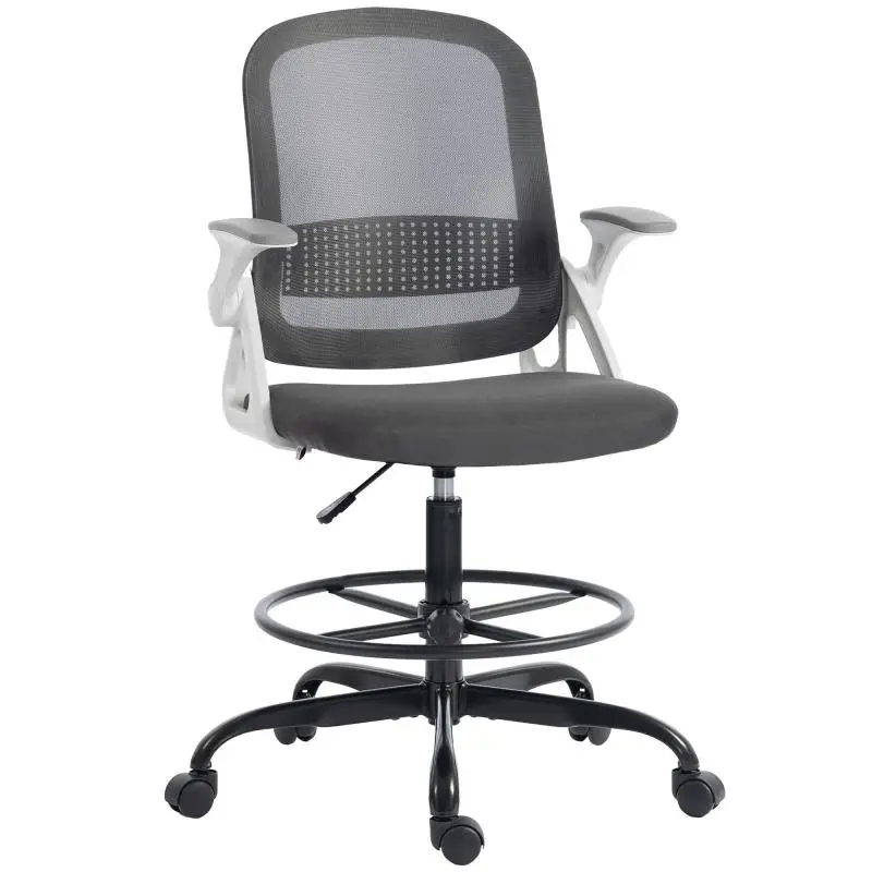 Mesh Drafting Chair with Footrest, Grey