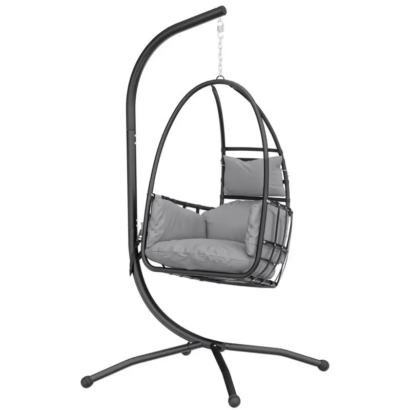 Hanging Egg Chair with Stand, Dark Grey, 120 kg Load