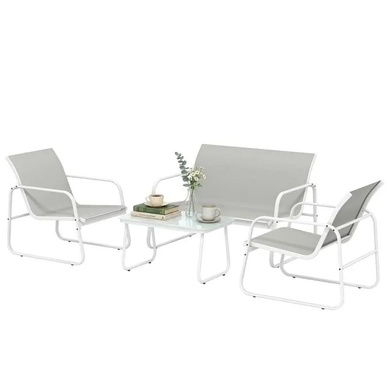 4-Piece Garden Furniture Set with Glass Table