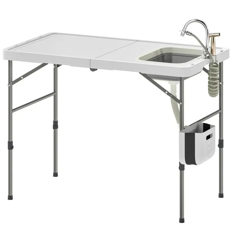 Folding Camping Table with Sink and Faucet