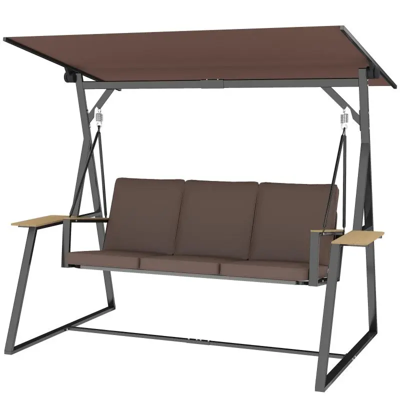 3-Seater Garden Swing with Canopy and Cushions