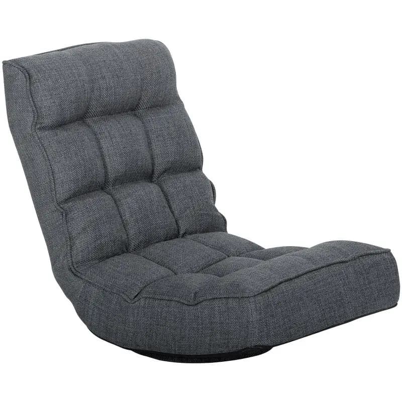 Foldable Floor Chair with 360° Swivel, Grey
