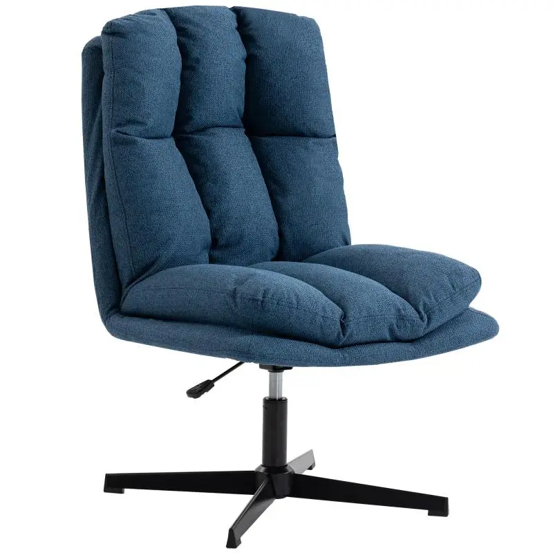 Swivel Accent Chair with Adjustable Height, Dark Blue
