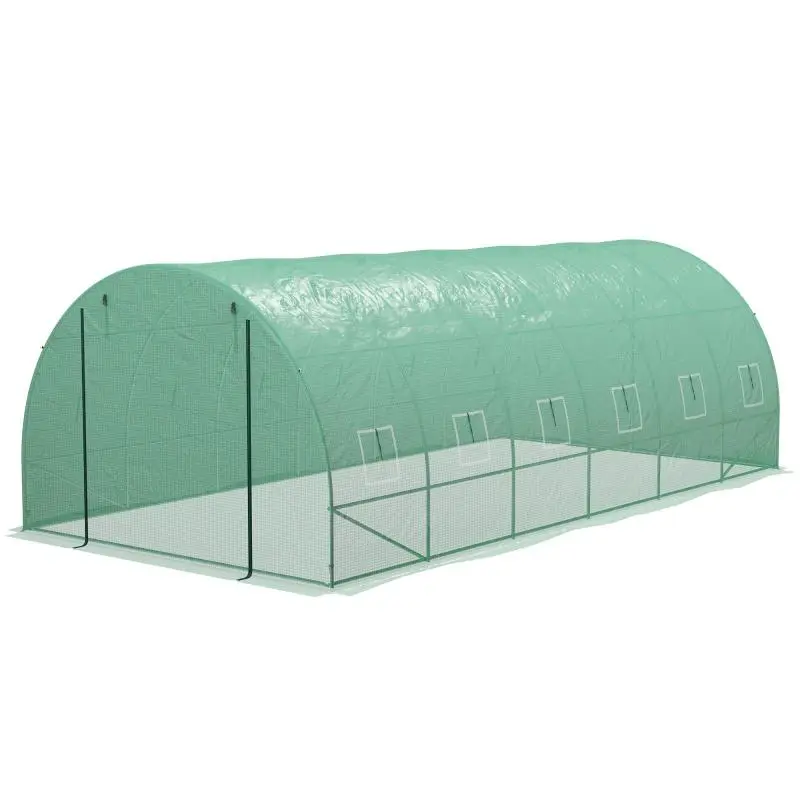 Tunnel Greenhouse with Irrigation System, Green