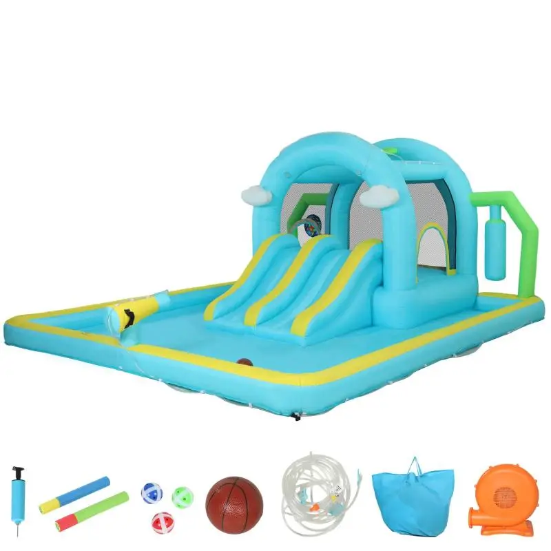 7-in-1 Inflatable Water Castle with Blower