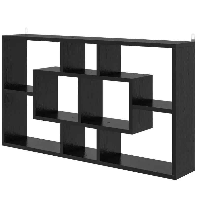 Wall Shelf with 8 Cubes, Black