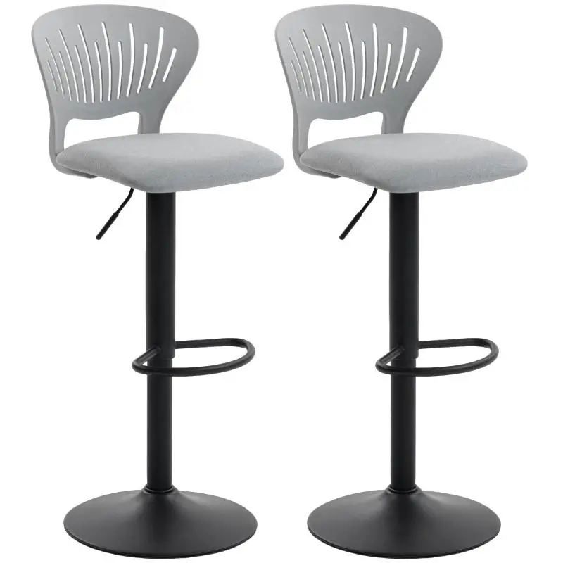 Set of 2 Swivel Bar Stools, Height Adjustable, Grey