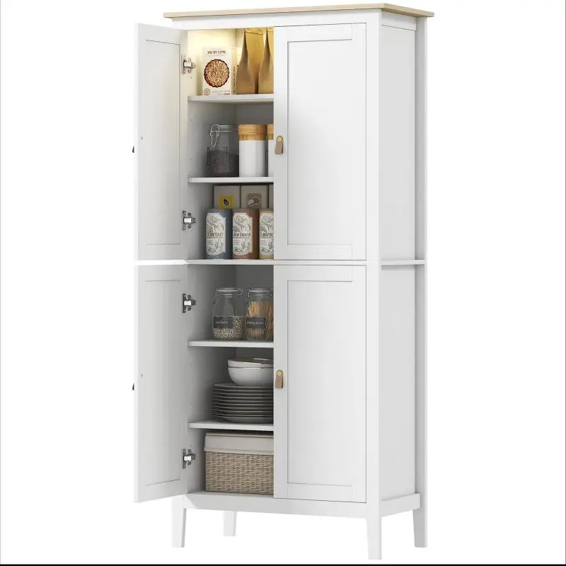 Kitchen Cupboard with LED Light, White