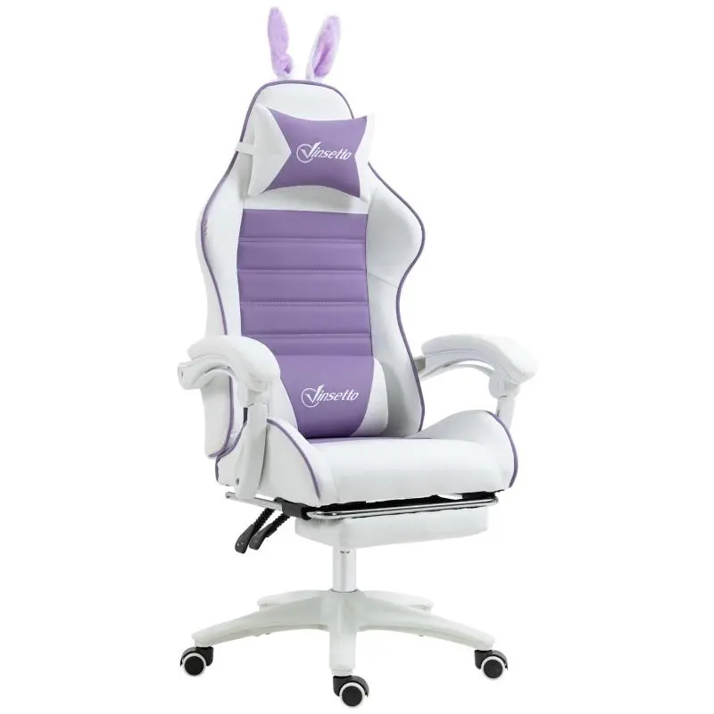 Reclining Gaming Chair with Footrest, Purple