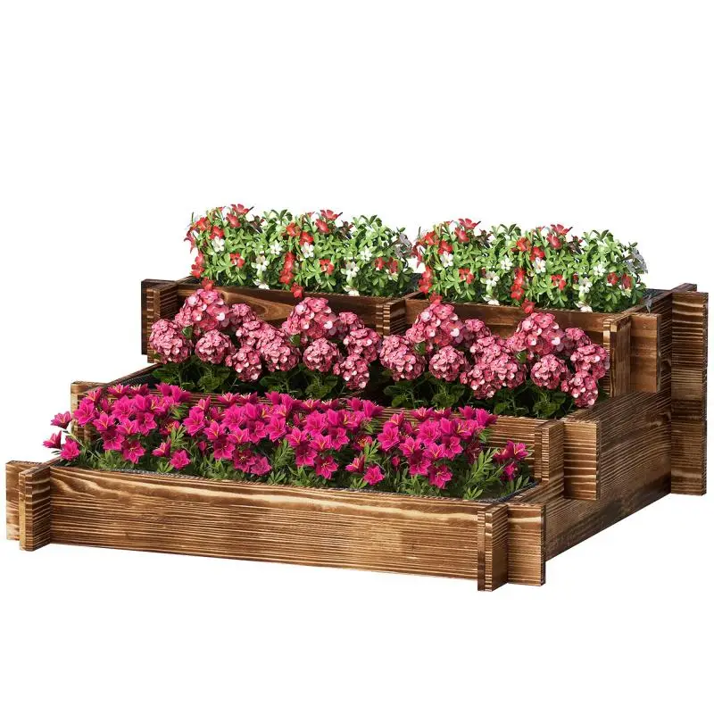 3-Tier Garden Bed with Fabric Lining, 93 cm